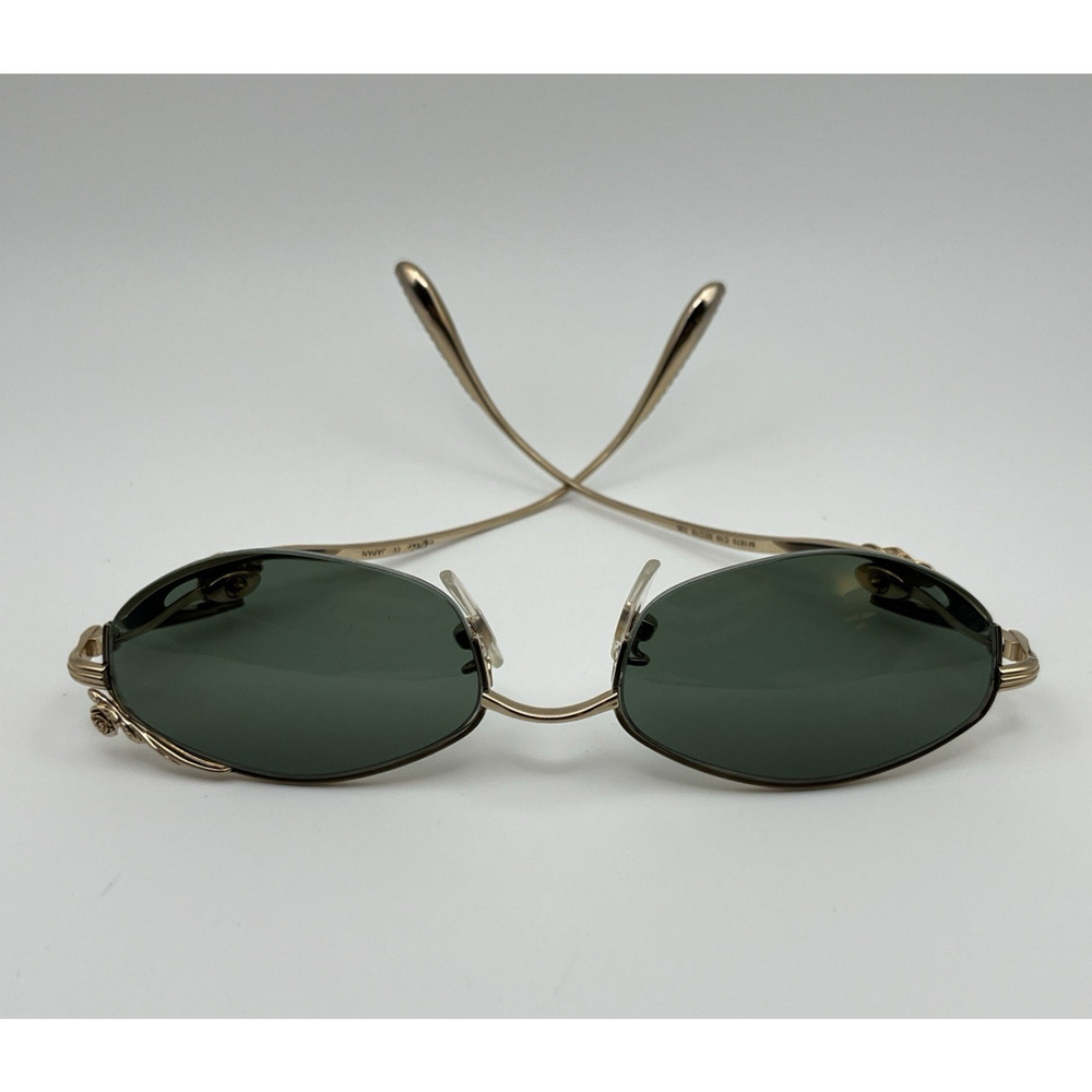Vintage Caviar Oval Wireframe Gold Tone Sunglasses Floral Rose Y2K Granny 52mm